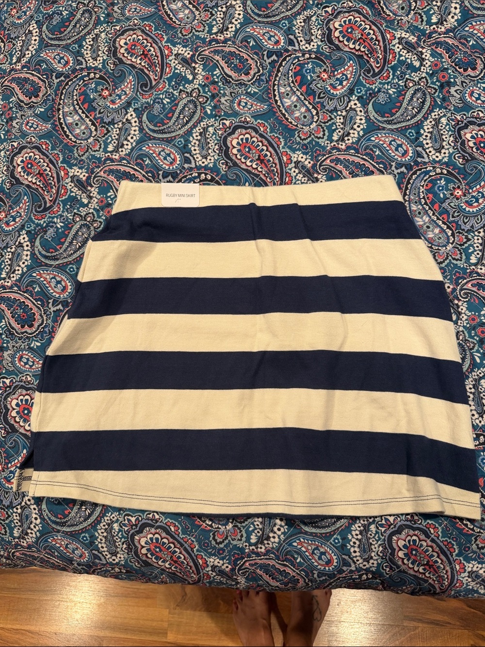 PINK Victoria's Secret Navy and Cream Striped Mini Skirt